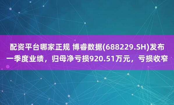 配资平台哪家正规 博睿数据(688229.SH)发布一季度业绩，归母净亏损920.51万元，亏损收窄
